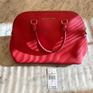 Michael Kors Cindy Dome Satchel, Leather, Watermelon Color